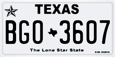 TX license plate BGO3607