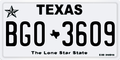 TX license plate BGO3609