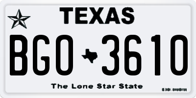 TX license plate BGO3610