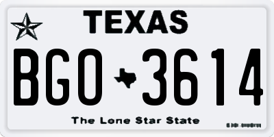 TX license plate BGO3614