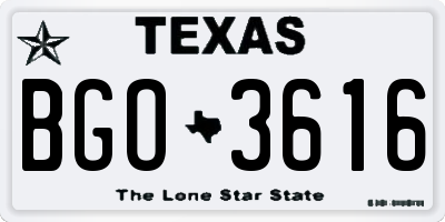 TX license plate BGO3616