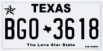 TX license plate BGO3618
