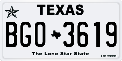 TX license plate BGO3619