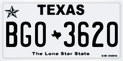 TX license plate BGO3620