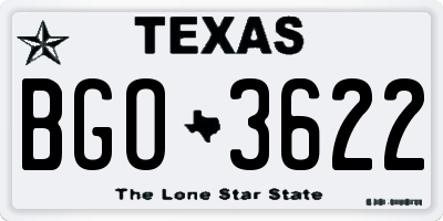 TX license plate BGO3622