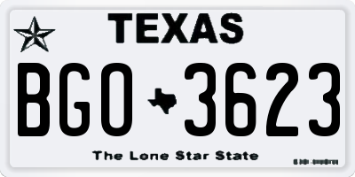 TX license plate BGO3623