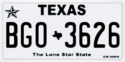 TX license plate BGO3626