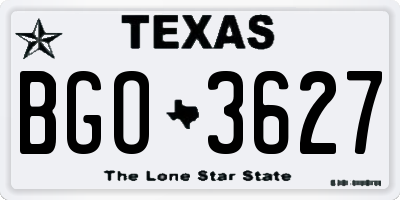 TX license plate BGO3627