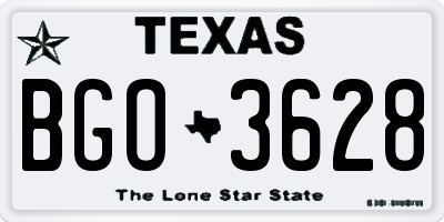 TX license plate BGO3628
