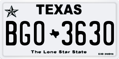 TX license plate BGO3630