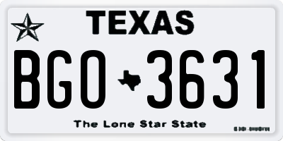 TX license plate BGO3631