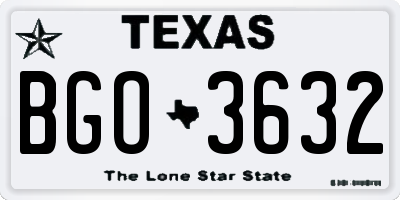 TX license plate BGO3632