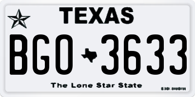 TX license plate BGO3633
