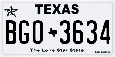 TX license plate BGO3634