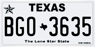 TX license plate BGO3635