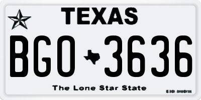 TX license plate BGO3636