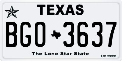 TX license plate BGO3637