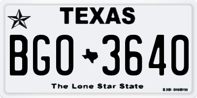 TX license plate BGO3640
