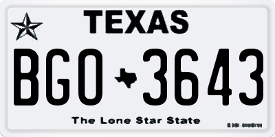 TX license plate BGO3643