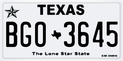 TX license plate BGO3645