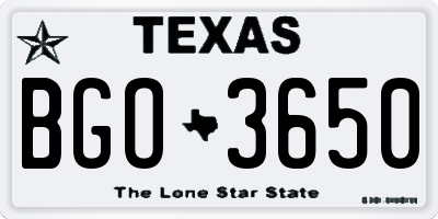 TX license plate BGO3650