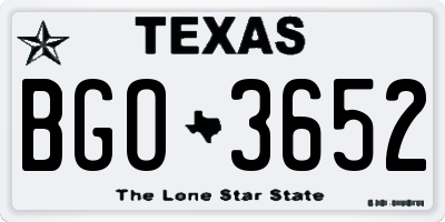TX license plate BGO3652