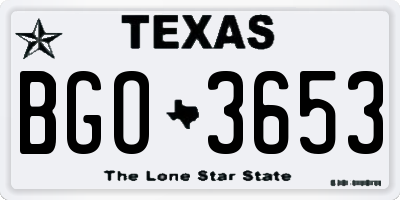 TX license plate BGO3653
