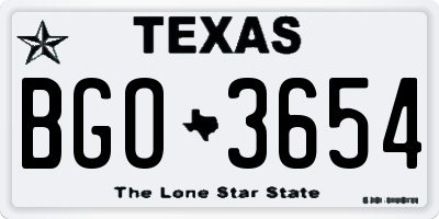 TX license plate BGO3654