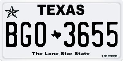 TX license plate BGO3655