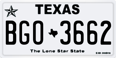TX license plate BGO3662