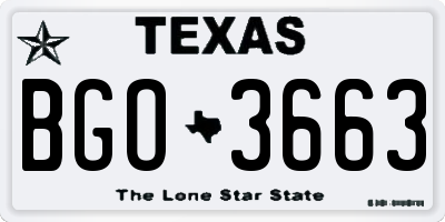 TX license plate BGO3663