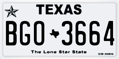 TX license plate BGO3664
