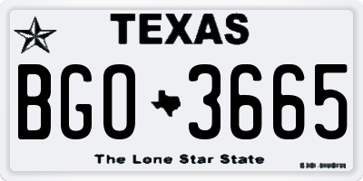 TX license plate BGO3665
