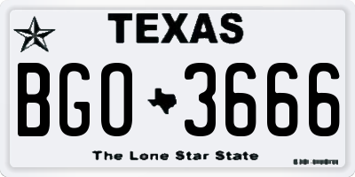 TX license plate BGO3666