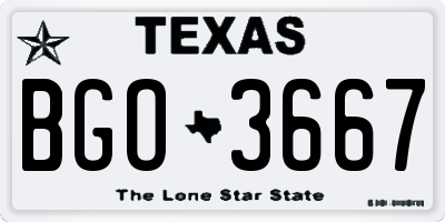 TX license plate BGO3667