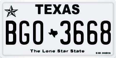 TX license plate BGO3668
