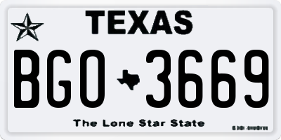 TX license plate BGO3669