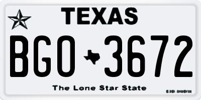 TX license plate BGO3672