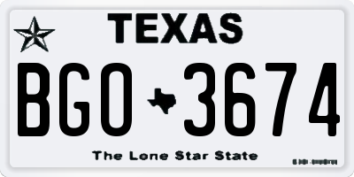 TX license plate BGO3674