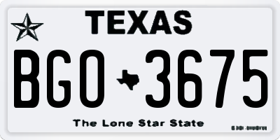 TX license plate BGO3675