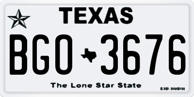 TX license plate BGO3676