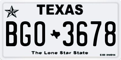 TX license plate BGO3678