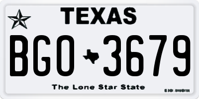 TX license plate BGO3679
