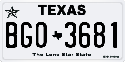 TX license plate BGO3681