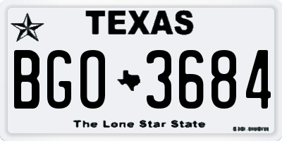 TX license plate BGO3684