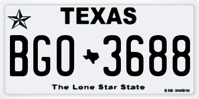TX license plate BGO3688