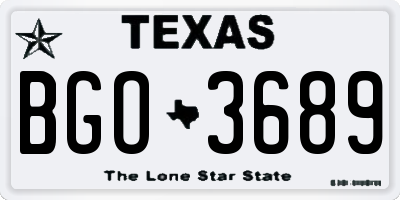 TX license plate BGO3689