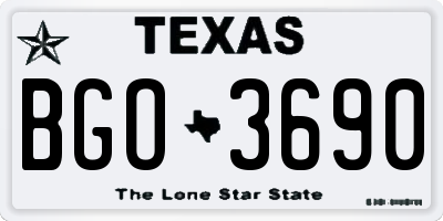 TX license plate BGO3690