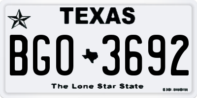 TX license plate BGO3692