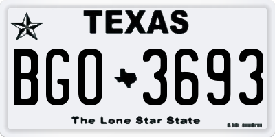TX license plate BGO3693